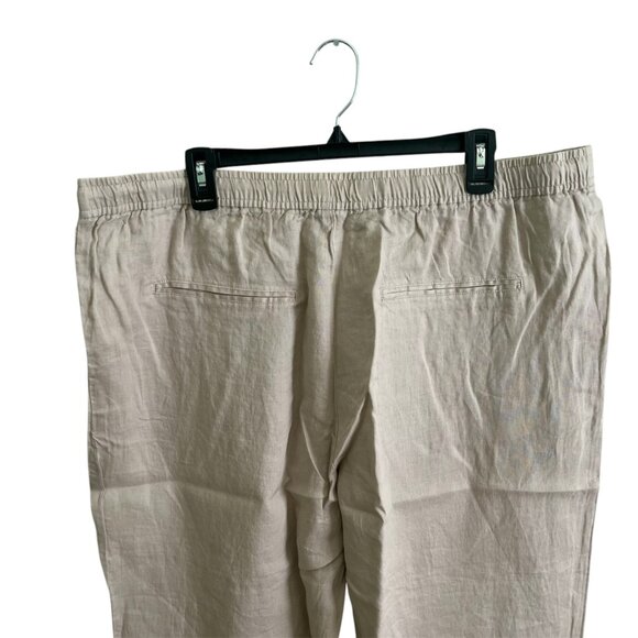 Mango MNG NWT 100% Linen Straight Pants Summer Elastic Waist Drawstring Size 1XL - Picture 10 of 12